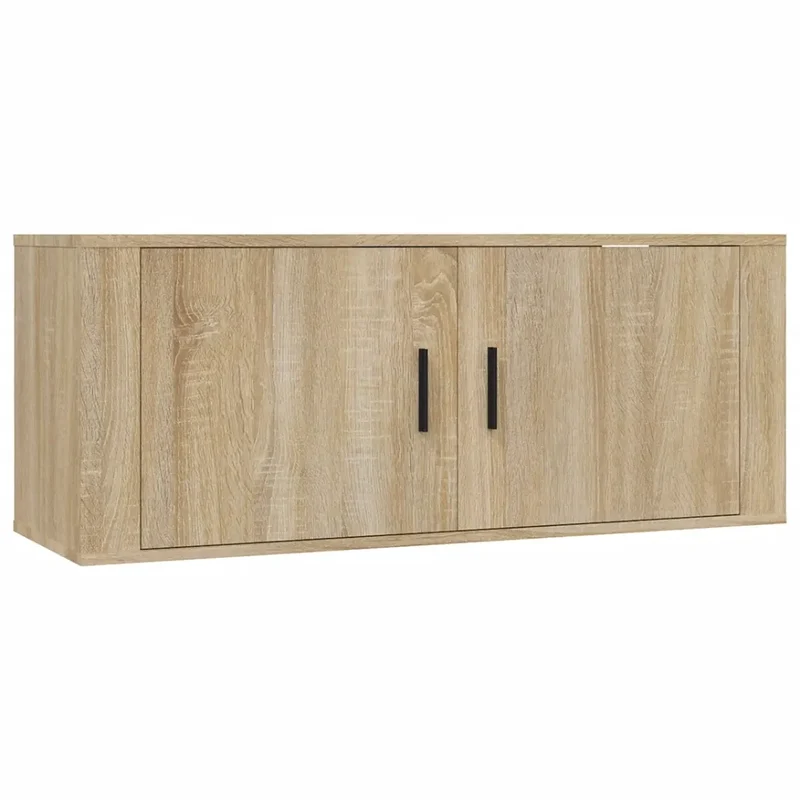 Meuble TV mural élégant moderne rangement 100 x 34 x 40 cm en bois d'ingénierie chêne sonoma 02_0048289