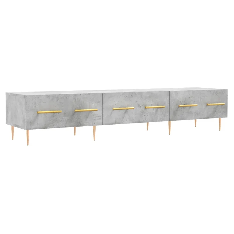 Meuble TV moderne pratique rangement 150 x 36 x 30 cm en bois d'ingénierie gris béton 02_0048711