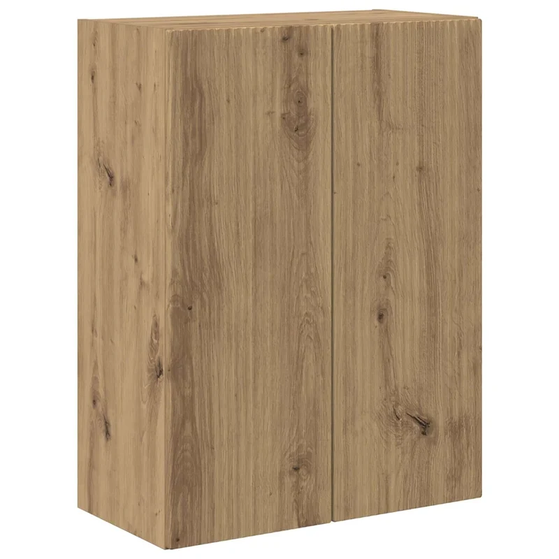 Meuble TV mural contemporain en bois d'ingénierie avec rangement efficace 59,5 x 31 x 80 cm en chêne artisanal 02_0055038