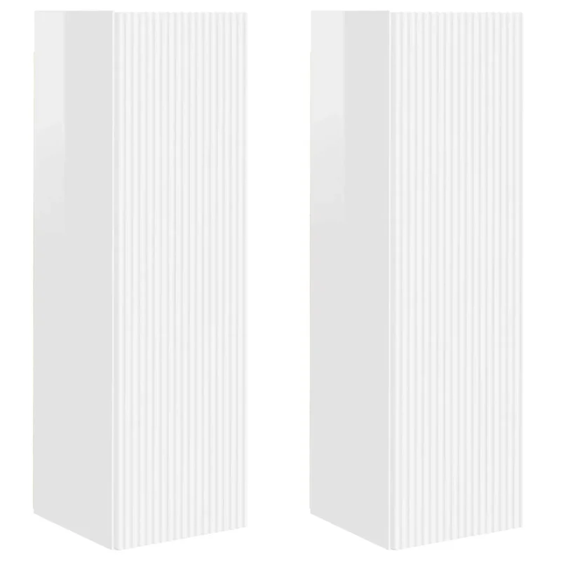 Meuble TV mural 2 pcs design moderne rangement pratique 30 x 31 x 100 cm en bois d'ingénierie blanc 02_0054994