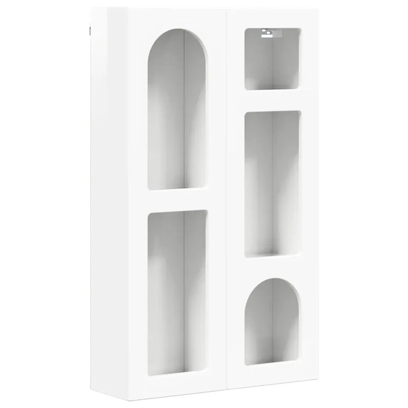 Armoire suspendue moderne avec étagères 59 x 20 x 100 cm grand espace de rangement en bois d'ingénierie blanc brillant 02_0054795