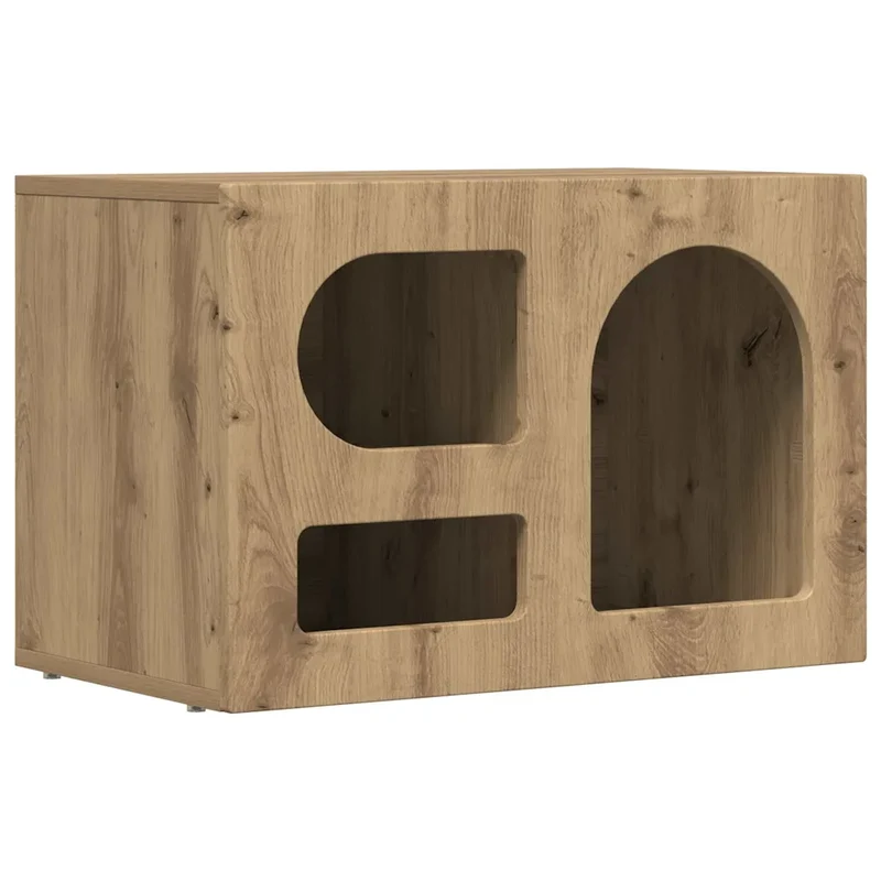 Meuble TV contemporain pratique avec étagères 60 x 35 x 40 cm en bois d'ingénierie chêne artisanal 02_0054781