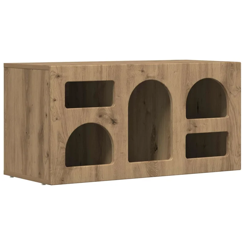 Meuble TV en bois d'ingénierie moderne avec rangement fonctionnel 80 x 35 x 40 cm en bois chêne artisanal 02_0054772