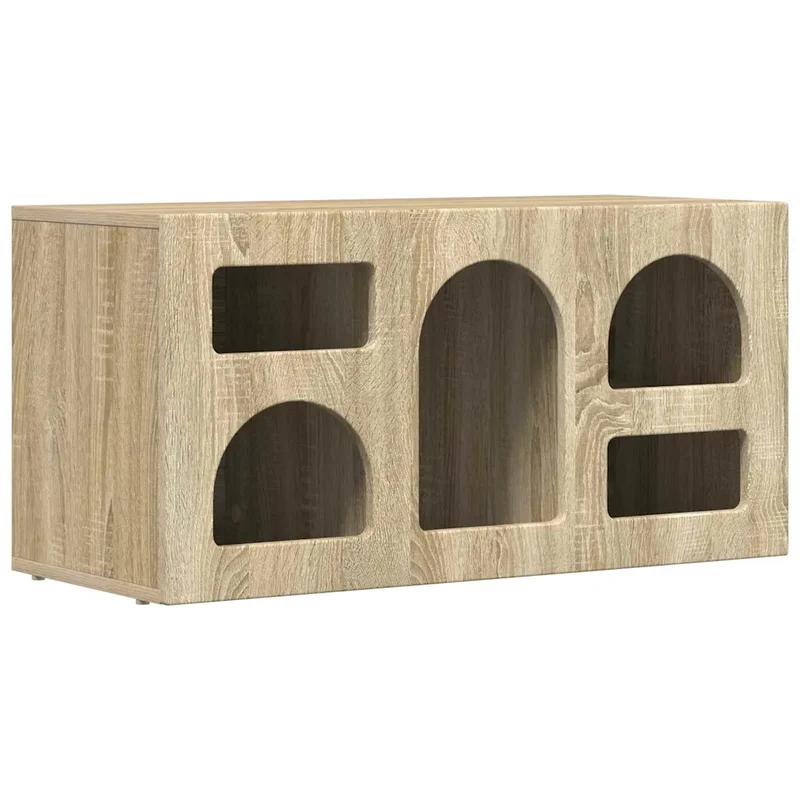 Meuble TV moderne avec rangement ouvert et caché 80 x 35 x 40 cm en bois d'ingénierie chêne sonoma 02_0054766