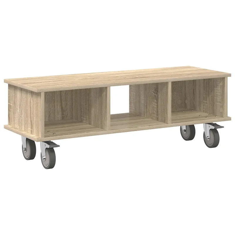 Meuble TV rectangulaire moderne intérieur rangement câbles 100 x 35 x 35 cm en bois d'ingénierie chêne sonoma 02_0054733