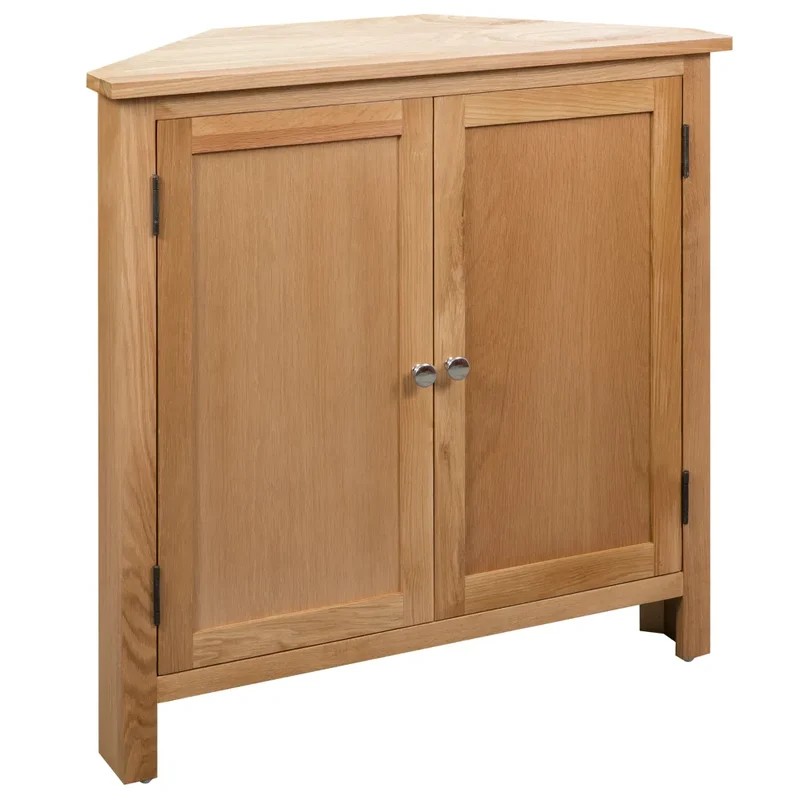 Armoire d'angle 80 x 33,5 x 78 cm avec grand espace de rangement style rustique en bois massif marron 02_0046308