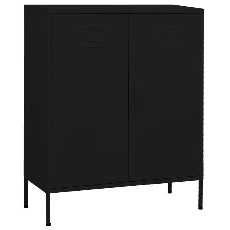 Armoire de rangement pratique 80 x 35 x 101 cm avec étagères réglables style moderne en acier noir 02_0046860