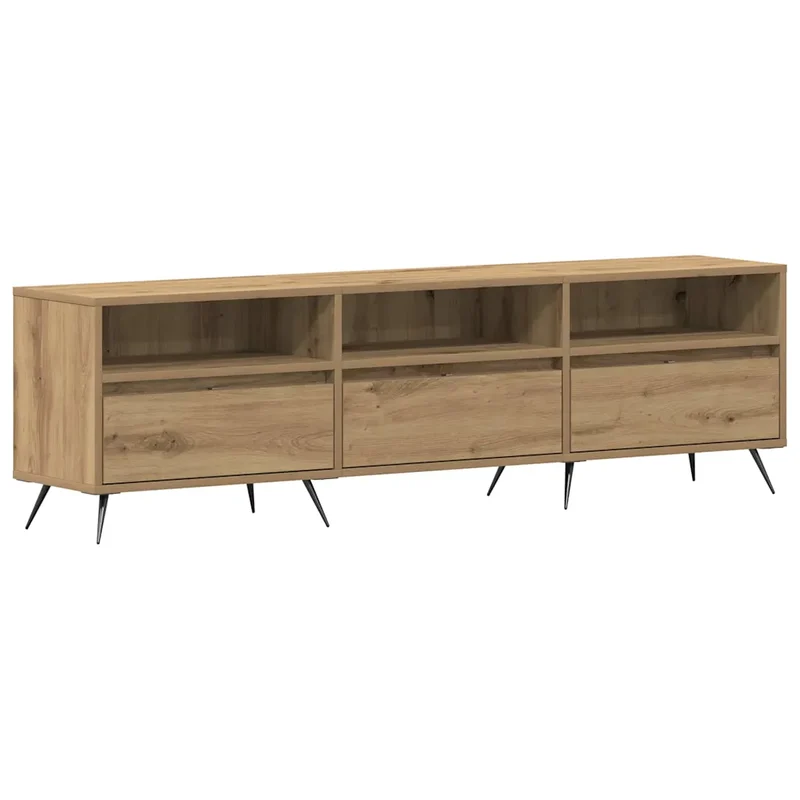 Meuble TV moderne avec rangement pratique 150 x 30 x 44 cm en bois d'ingénierie chêne artisanal 02_0051818