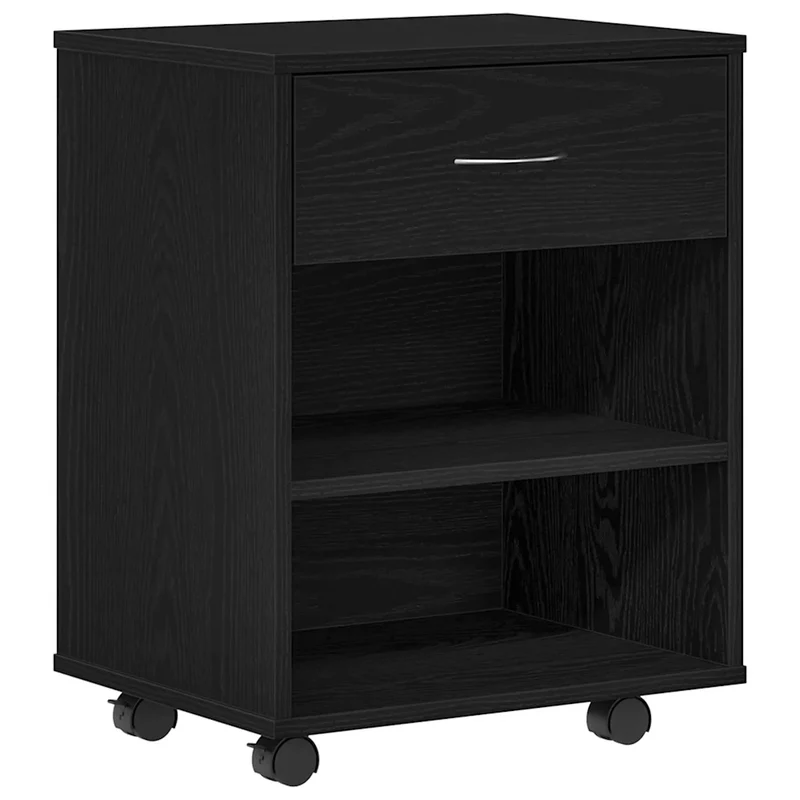 Armoire de rangement moderne avec roues 46 x 36 x 59 cm grand espace de stockage style contemporain en bois d'ingénierie noir 02_0051910