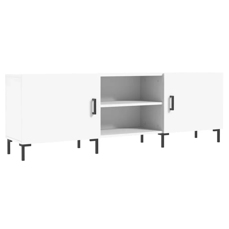 Meuble TV blanc moderne rangement spacieux 150 x 30 x 50 cm en bois d'ingénierie blanc 02_0048707
