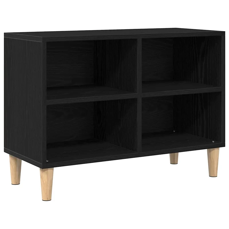 Meuble TV rectangulaire moderne élégant avec 2 étagères salon 69,5 x 30 x 50 cm en bois d'ingénierie noir 02_0051897