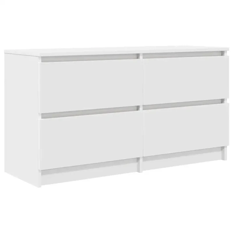 Meuble TV rangement moderne salon 100 x 35 x 54 cm surface lisse en bois d'ingénierie blanc 02_0051743