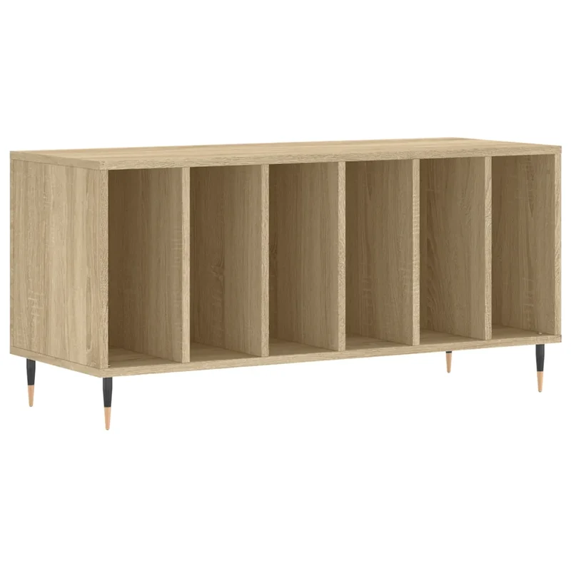 Armoire à disques vintage pratique salon rangement 100 x 38 x 48 cm en bois d'ingénierie chêne sonoma 02_0049142