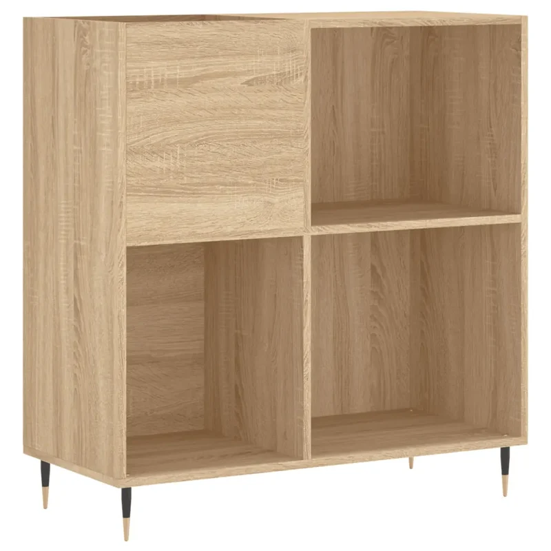 Armoire à disques pratique rangement vinyles 84,5 x 38 x 89 cm style industriel en bois d'ingénierie chêne sonoma 02_0049162