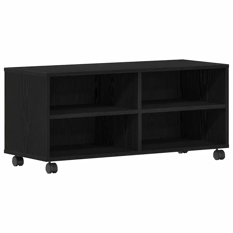 Meuble TV rectangulaire moderne 90 x 35 x 40 cm pratique et chic style minimaliste en bois noir 02_0051784