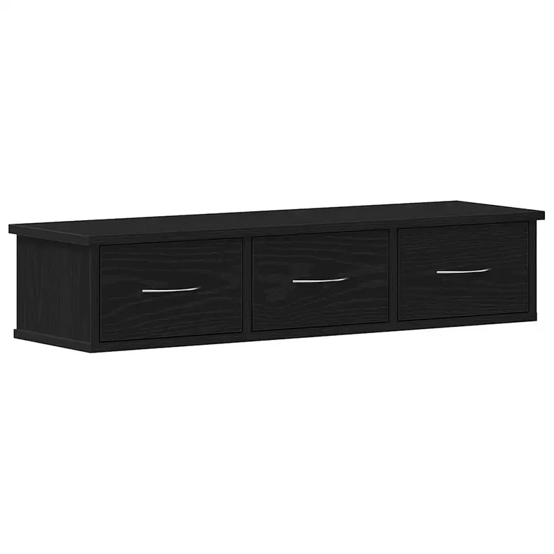 Armoire murale en chêne noir pratique avec 3 tiroirs 88 x 26 x 18,5 cm design moderne en bois noir 02_0051786
