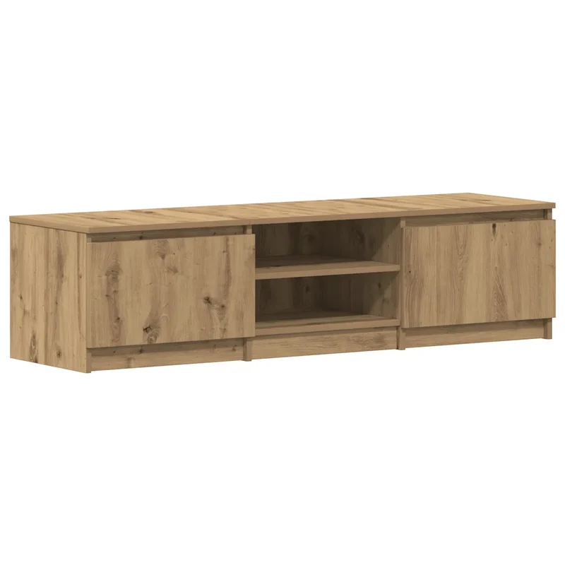 Meuble TV chêne artisanal 140 x 40 x 36 cm grand espace de rangement finition design en bois d'ingénierie chêne 02_0051608