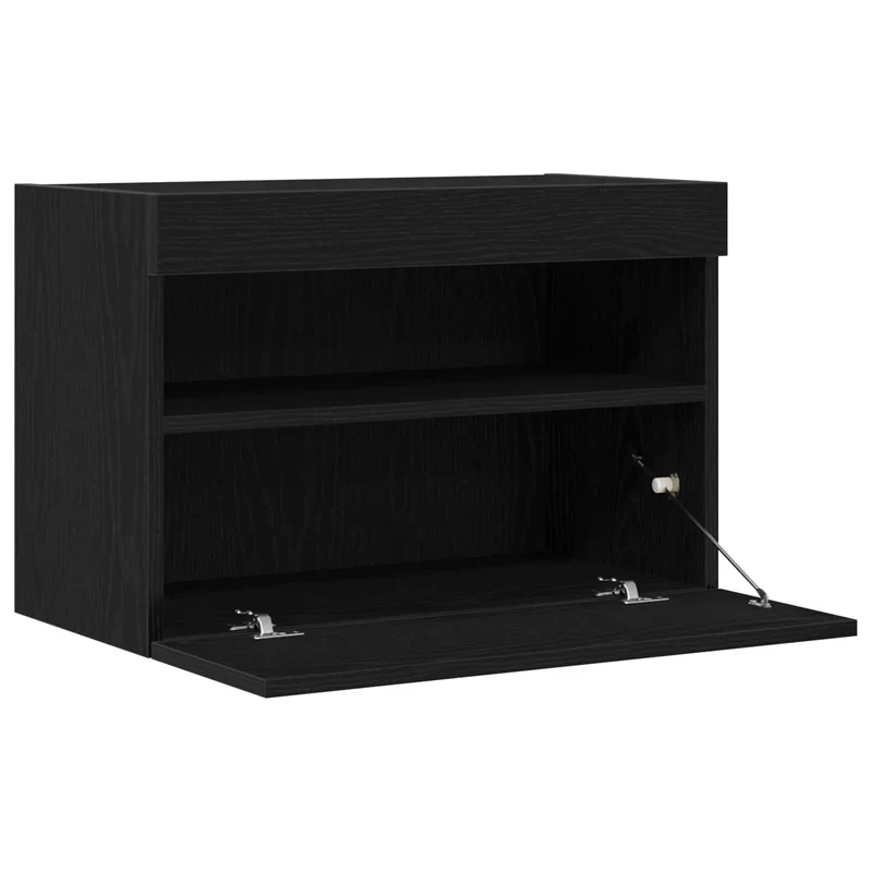 Meuble TV mural moderne avec rangement pratique 60 x 30 x 40 cm en bois d'ingénierie noir 02_0051841