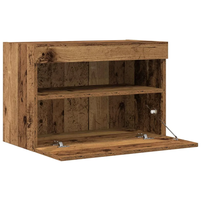 Meuble TV mural moderne avec éclairage LED 60 x 30 x 40 cm en bois d'ingénierie ancien 02_0051837