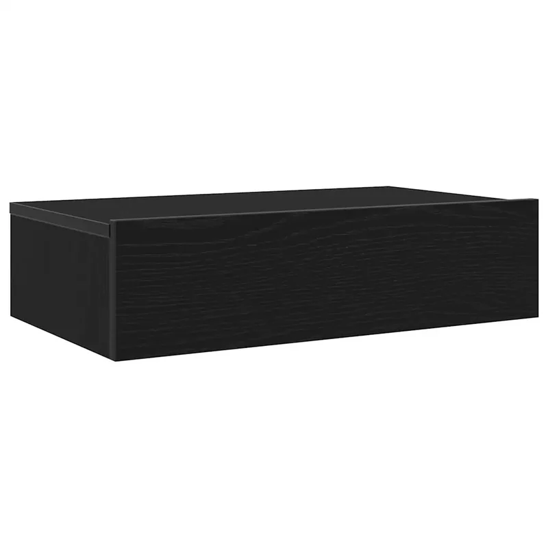 Meuble TV mural avec éclairage LED design pratique rangement 60 x 35 x 15 cm en bois d'ingénierie noir 02_0051797