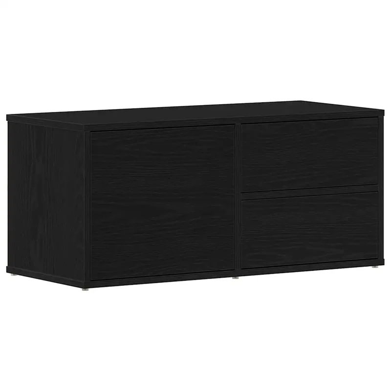 Meuble TV moderne avec portes coulissantes 80 x 34 x 36 cm en bois d'ingénierie chêne noir 02_0051866