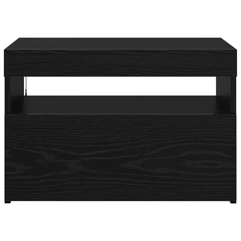 Meuble TV rectangulaire moderne 60 x 35 x 40 cm avec éclairage LED ambiance cosy en bois d'ingénierie noir 02_0051879