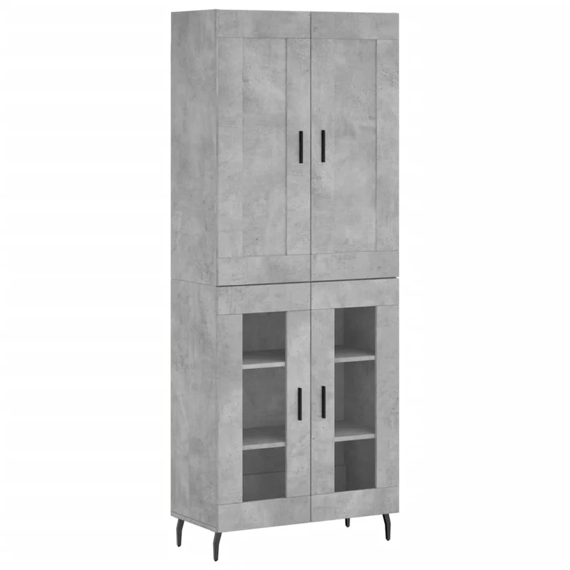Buffet bahut commode armoire meuble de rangement organisateur cuisine salle de séjour salon haut 69,5 x 34 x 180 cm bois d'ingénierie gris 02_0034593
