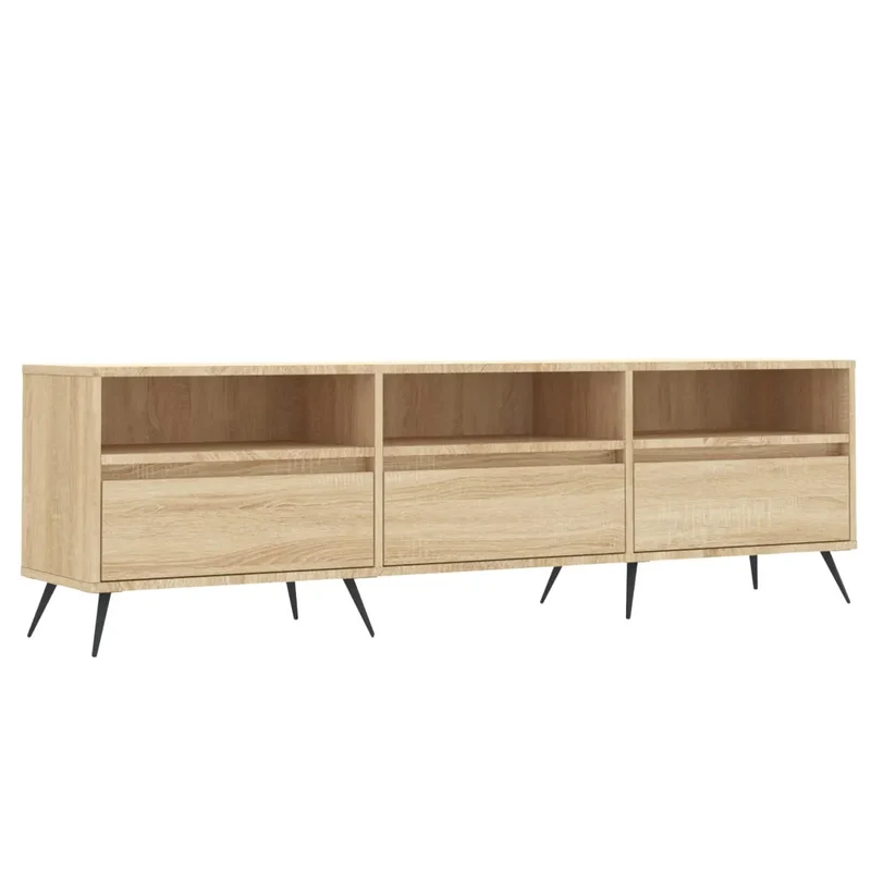 Meuble TV avec grand espace de rangement 150 x 30 x 44,5 cm style contemporain en bois d'ingénierie chêne sonoma 02_0048968