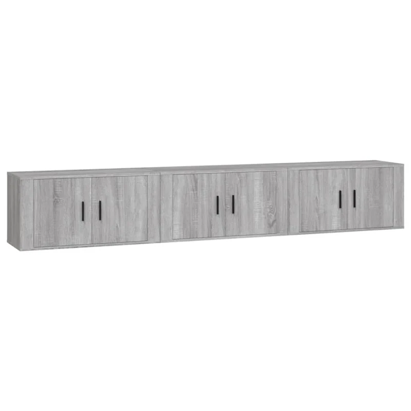 Meubles TV muraux multimédia étagère télévision buffet téléviseur salle à manger salon chambre 3 pièces sonoma 80 x 34,5 x 40 cm gris 02_0029051