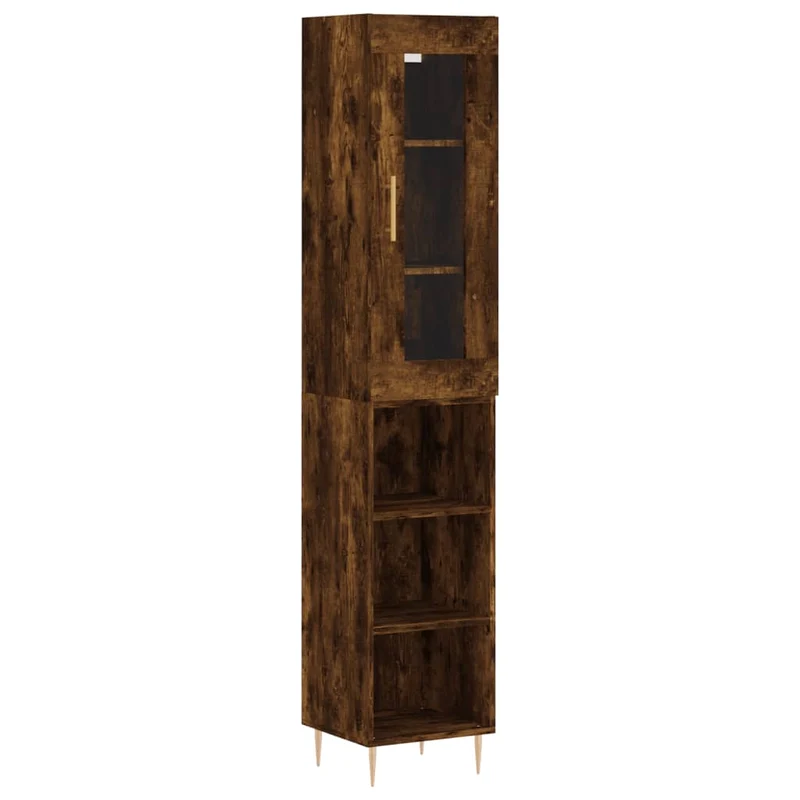 Buffet bahut commode armoire meuble de rangement organisateur cuisine salle de séjour salon haut 34,5 x 34 x 180 cm bois d'ingénierie marron 02_0033290