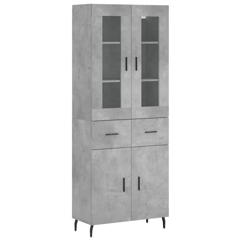 Buffet bahut commode armoire meuble de rangement organisateur cuisine salle de séjour salon haut 69,5 x 34 x 180 cm bois d'ingénierie gris 02_0034639