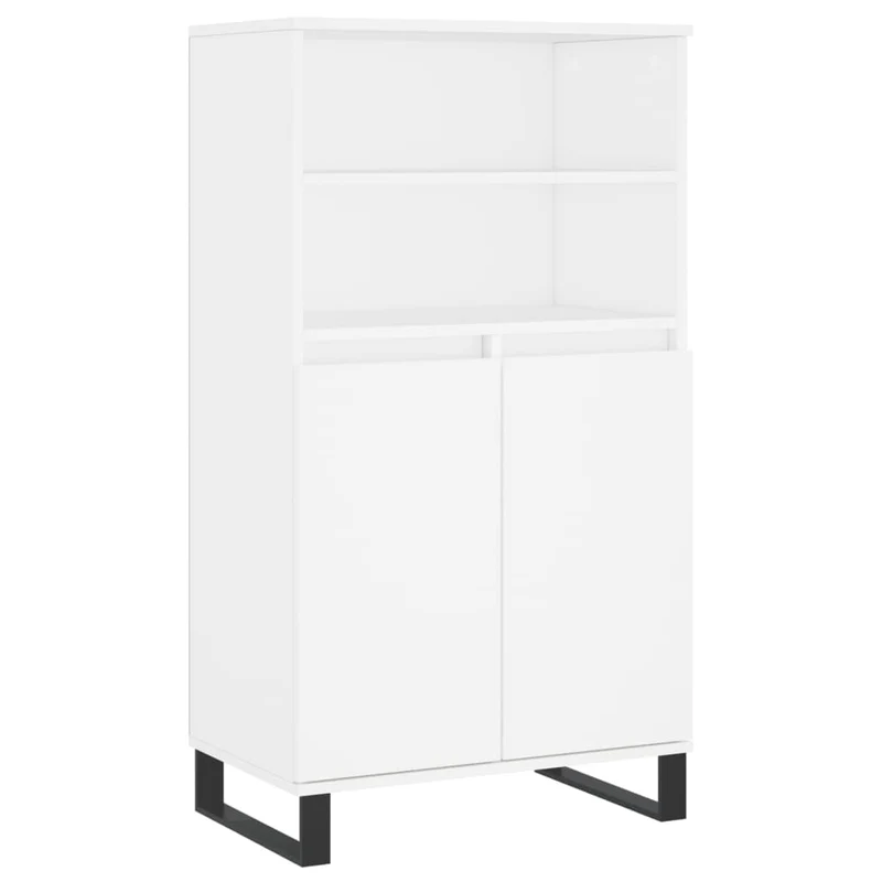 Buffet bahut commode armoire meuble de rangement organisateur cuisine salle de séjour salon haut 60 x 36 x 110 cm bois d'ingénierie blanc 02_0032468