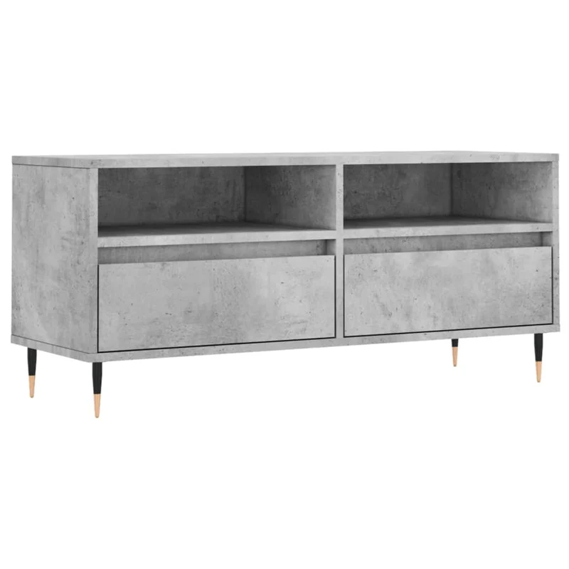 Meuble TV multimédia étagère télévision buffet téléviseur salle à manger salon chambre 100 x 34,5 x 44,5 cm bois d'ingénierie gris 02_0025474