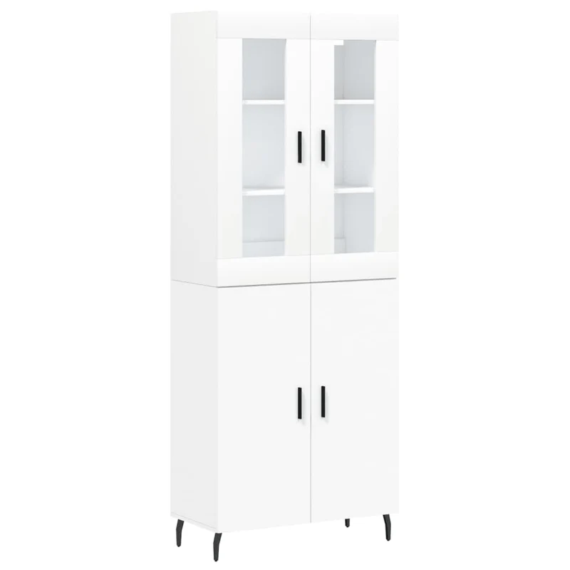 Buffet bahut commode armoire meuble de rangement organisateur cuisine salle de séjour salon haut 69,5 x 34 x 180 cm bois d'ingénierie blanc 02_0032697