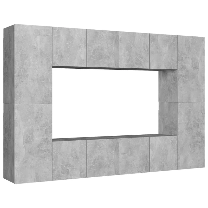 Ensemble de meubles armoire buffet TV télévision salon chambre séjour 8 pièces bois d'ingénierie gris 02_0025252