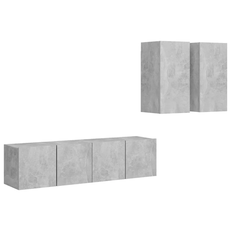 Ensemble de meubles armoire buffet TV télévision salon chambre séjour 4 pièces bois d'ingénierie gris 02_0024714