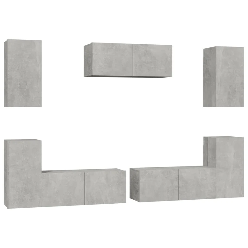 Ensemble de meubles armoire buffet TV télévision salon chambre séjour 7 pièces bois d'ingénierie gris 02_0025162