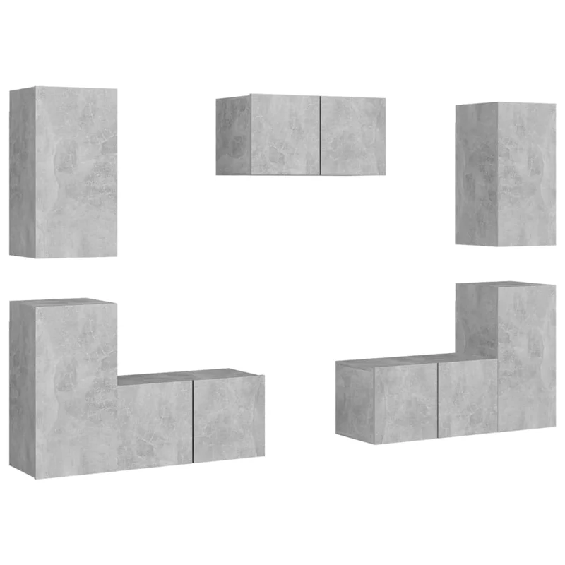 Ensemble de meubles armoire buffet TV télévision salon chambre séjour 7 pièces bois d'ingénierie gris 02_0025158