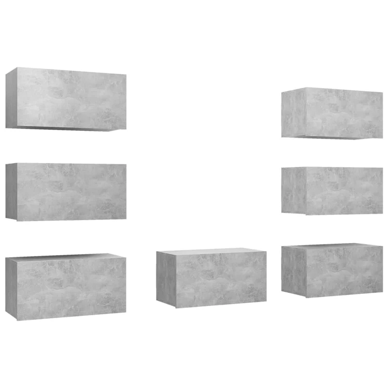 Meubles TV multimédia étagère télévision buffet téléviseur salle à manger salon chambre 7 pièces 30,5 x 30 x 60 cm bois d'ingénierie gris 02_0028811
