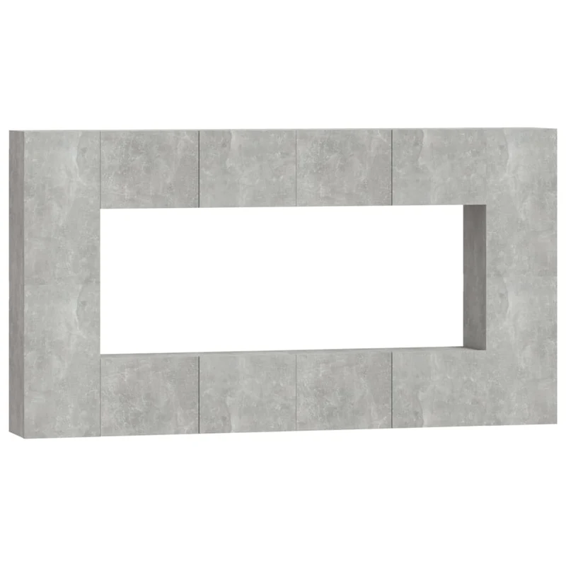 Ensemble de meubles armoire buffet TV télévision salon chambre séjour 8 pièces bois d'ingénierie gris 02_0025249