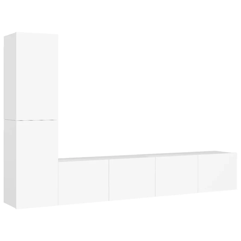 Ensemble de meubles armoire buffet TV télévision salon chambre séjour 4 pièces bois d'ingénierie blanc 02_0024662