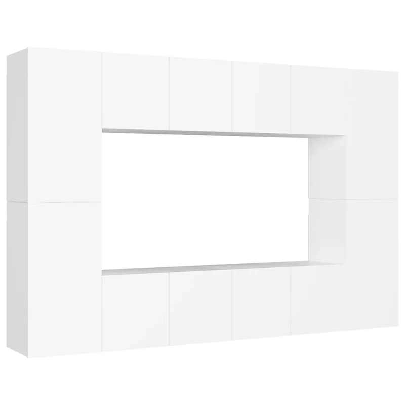 Ensemble de meubles armoire buffet TV télévision salon chambre séjour 8 pièces bois d'ingénierie blanc 02_0025219