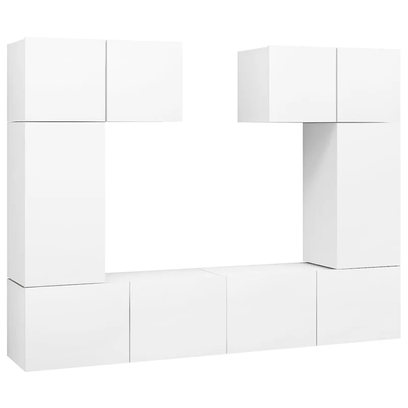 Ensemble de meubles armoire buffet TV télévision salon chambre séjour 6 pièces bois d'ingénierie blanc 02_0025020