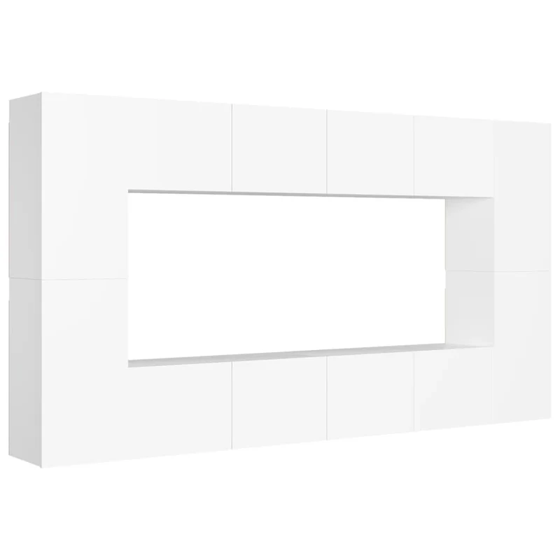 Ensemble de meubles armoire buffet TV télévision salon chambre séjour 8 pièces bois d'ingénierie blanc 02_0025222
