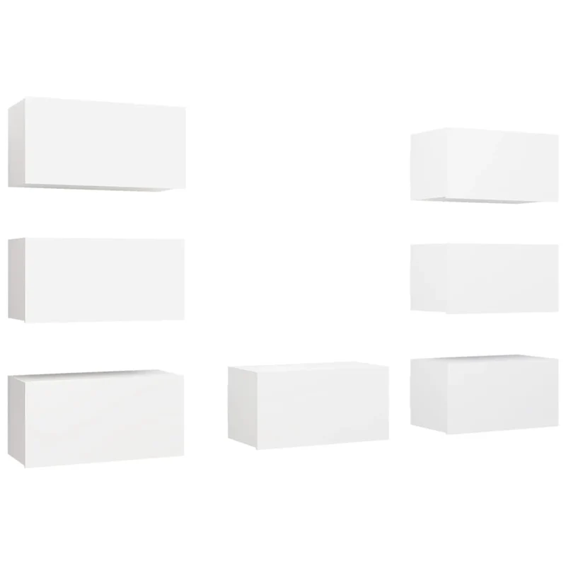 Meubles TV multimédia étagère télévision buffet téléviseur salle à manger salon chambre 7 pièces 30,5 x 30 x 60 cm bois d'ingénierie blanc 02_0028809