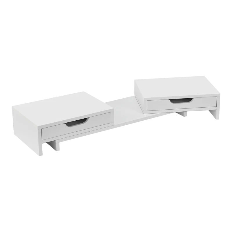 Réhausseur d'écran réglables avec 2 tiroirs blanc 03_0008220