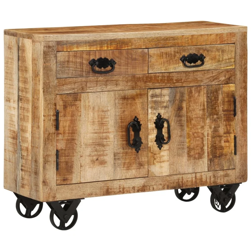 Buffet bahut commode armoire meuble de rangement organisateur cuisine salle de séjour salon 80 x 30 x 65 cm bois de manguier brut massif marron 02_0029653
