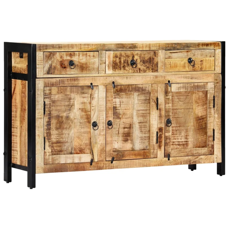 Buffet bahut commode armoire meuble de rangement organisateur cuisine salle de séjour salon 120 x 35 x 76 cm bois de manguier massif marron 02_0029542