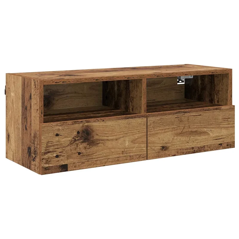 Meuble TV mural design moderne gain de place 80 x 30 x 30 cm en bois d'ingénierie bois ancien 02_0052790