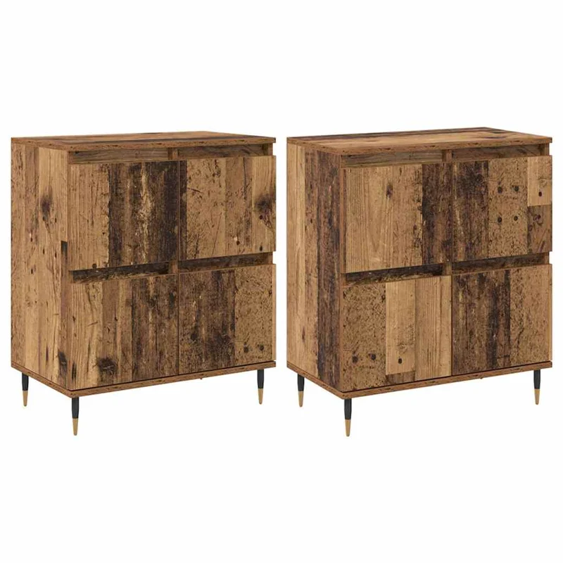 Lot de 3 armoires de rangement modernes espace de stockage 60 x 35 x 70 cm en bois ancien 02_0056046